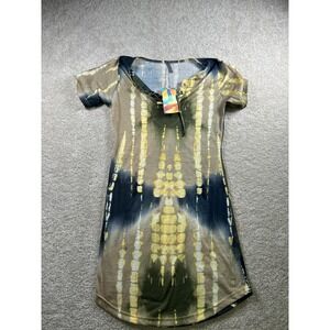 True Rock Shirt Womens 2XL Tie Dye Multicolor Stretch V Neck Short Sleeve Casual